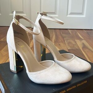 Lulus Nude Suede Heels